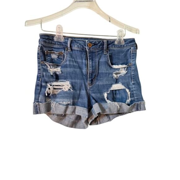 AEO Denium Super Hi Rise Shortie Women's Size 10 Shorts - Picture 1 of 2